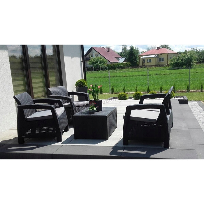 Комплект садових меблів Curver із пластику, сірий, 4 предмети