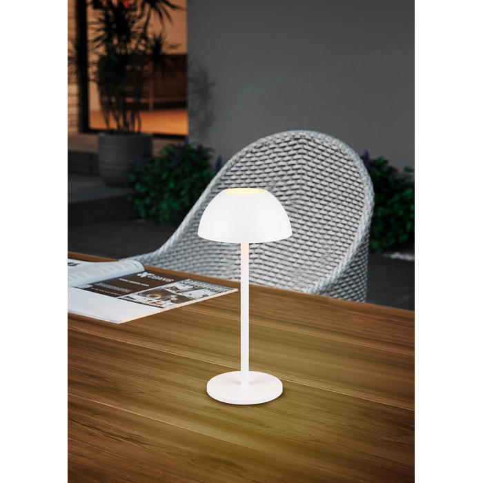 Бездротова настільна лампа Robert, LED, настільна лампа для дому та вулиці, диммування 4 рівнів, USB, 30 см, матовий білий