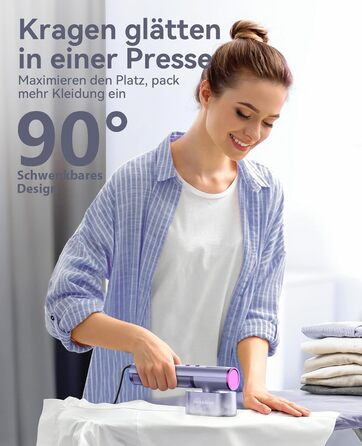 Jack & Rose Дампфглеттер: Портативний праска-парогенератор для подорожей, 1000W, 110-240V, 2-в-1, Швидкий нагрів 15с, Violet