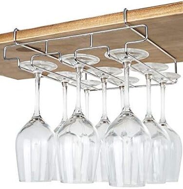 Підставка для склянок BAFVT – 2-ярусна, з нержавіючої сталі, для кріплення під шафку, органайзер для склянок (срібляста)