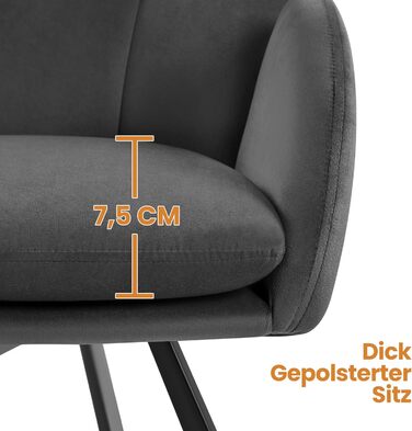 Офісний стілець Yaheetech 360° обертовий, оксамитовий, з подвійним сидінням, крісло для макіяжу, для офісу/спальні/вітальні, темно-сірий