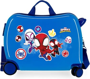 Валіза Marvel Spiderman Go Webs Go Blue 38x55x20 см Жорсткий бічний кодовий замок ABS 34л 2 кг 4 подвійні колеса ручна поклажа (дитяча валіза)