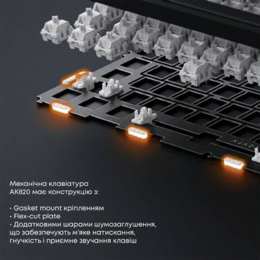 Дротова механічна клавіатура Ajazz AK820 Red Switch Black (AK820-R-B)