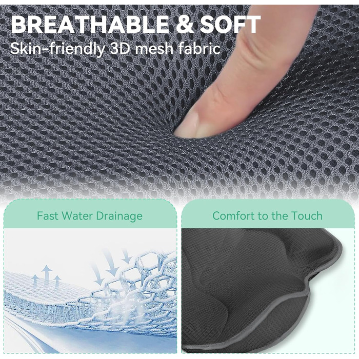 Подушка для ванни Poemland - м'яка підтримка голови та шиї, швидковисихаюча, сіра