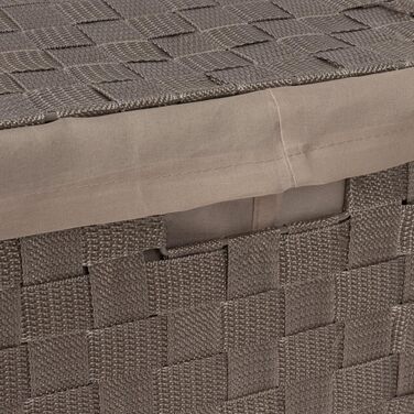 Кошик для білизни RAN6891 Stan з кришкою, ручками, плетіння, металевий каркас, знімний вкладиш з льону, 30 x 30 x 50 см, Бежевий, Коричневий