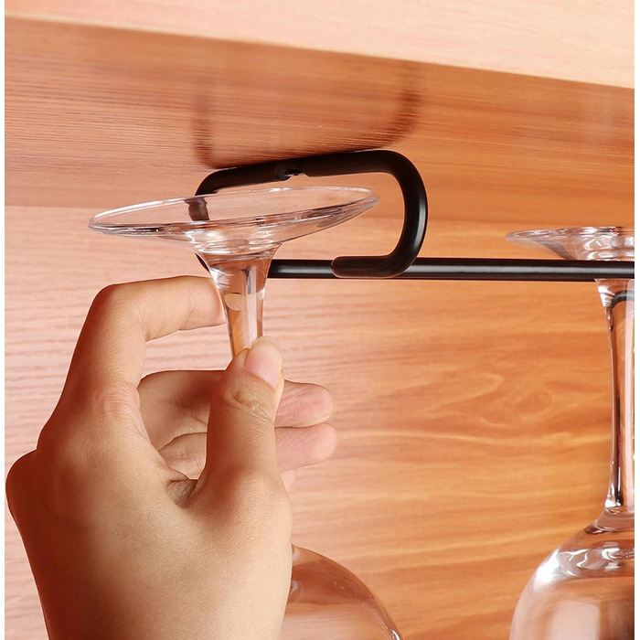 Настінна полиця для келихів GeLive, 2 шт., чорна, 17.8 см (7.3 дюйми)