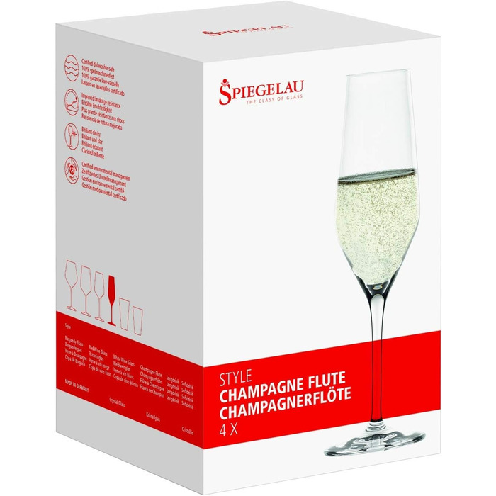 Набір флейт для шампанського з 8 предметів, кришталевий келих, 240 мл, стиль, 4670187 x 2