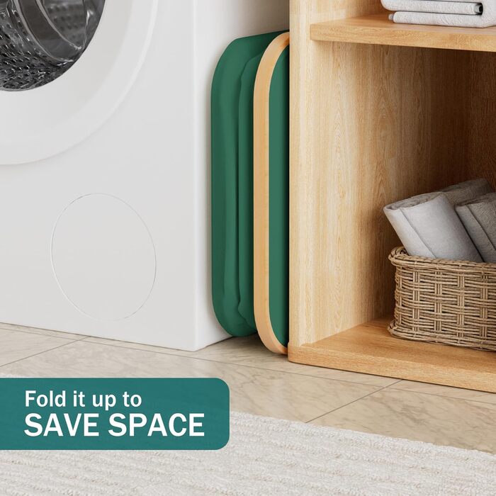 Кошик для білизни Youdenova з кришкою, великий, 160л, бамбук/дерево, сортувальник, білий