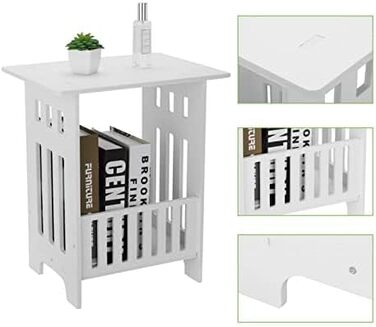 Нічний столик 32x26x40 см сучасний квадратний білий з місцем для зберігання