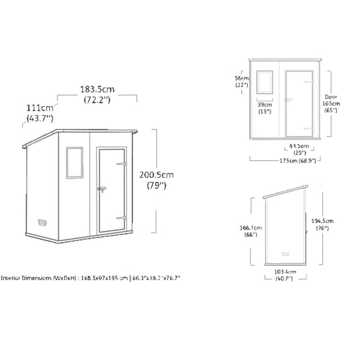 Сарай садовий Keter Manor Pent 6x4, пластиковий, бежевий, 183.5x111x200.5 см, для вулиці, вологостійкий