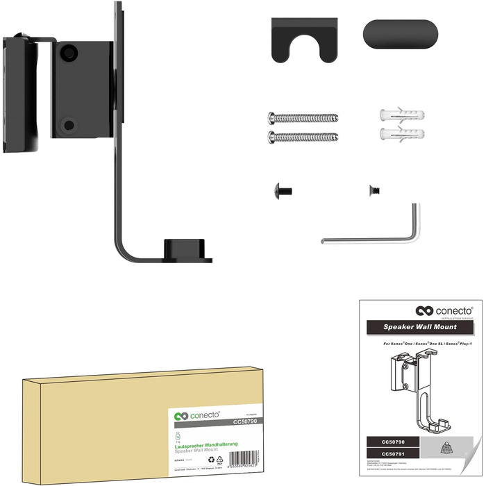 Підставка для SONOS ONE та Play:1 Conecto CC50596-2 (2 шт.) - білий колір, висота 71.6 см, максимальне навантаження 3 кг, з кабелеуправлінням
