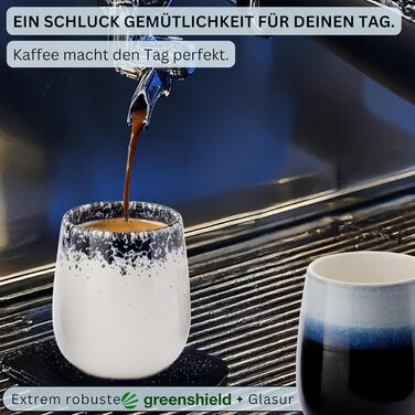 Набір кавових чашок Sänger Siena (6 шт.), 215 мл, ручної роботи, з кераміки, для кави та чаю, сріблястий, PREMIUM COLLECTION
