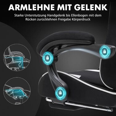 Ігровий крісло GTPLAYER з підніжкою та масажем, білий, тканинний