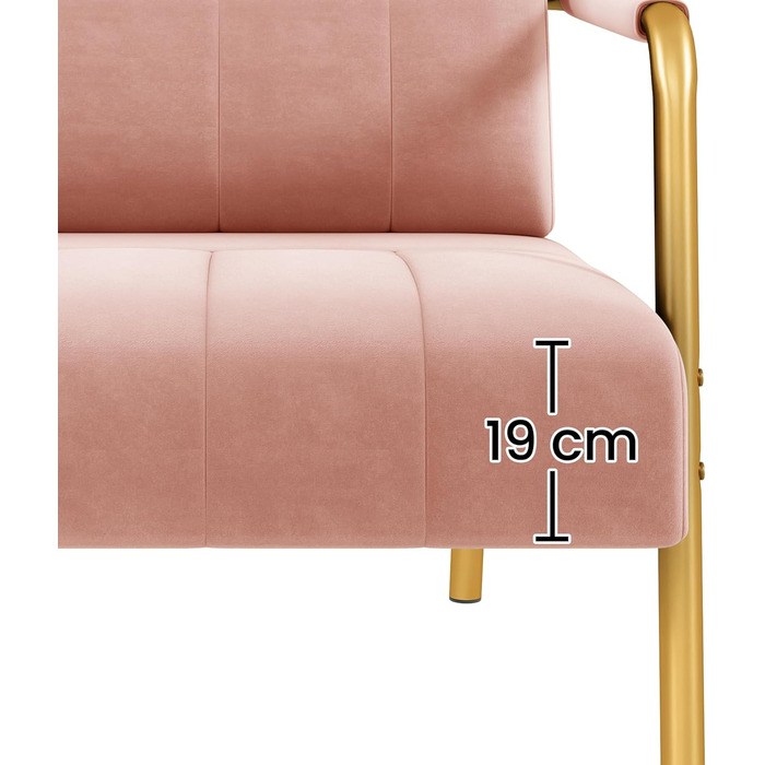 Yaheetech Рожеве крісло-софа з підлокітниками та металевими ніжками. Сучасне двомісне крісло-софа з 2 подушками для попереку. Для вітальні/спальні (143,5 см)