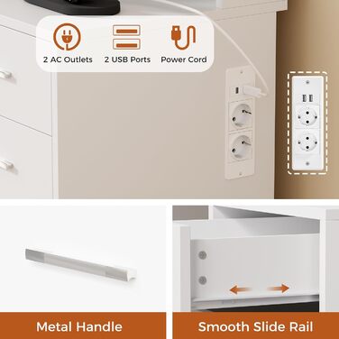 Трюмо BEWISHOME з дзеркалом, регульованою LED-підсвіткою та розетками, 10 шухлядами, 5 полицями, гачками та органайзером для прикрас, сучасний дизайн, білий колір, EFST52W