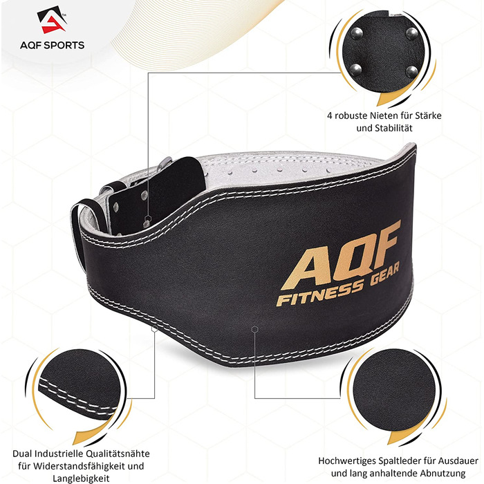 Шкіряний пояс для важкої атлетики AQF 6" XL чорний