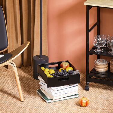 Сервізний візок SoBuy з колесами - кухонний візок з 2 знімними полицями та 1 підносом - додатковий візок на колесах для кухні, вітальні, їдальні - чорний, 68x85x38 см, до 50 кг, МДФ, FKW79-SCH