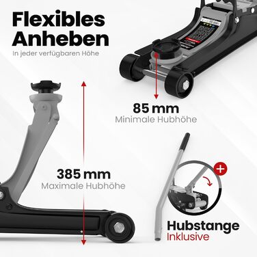 Гідравлічний домкрат Wagenheber 2.5T низькопрофільний для легкових авто та авто з низькою посадкою, до 2500 кг, з кейсом, 3 гумові накладки + адаптер (світло-сірий)