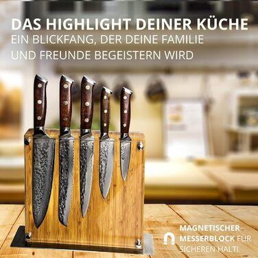 Набір кухонних ножів Stallion Damast з японської сталі VG10 та ручкою з Gidgee (найвища якість, MEISTERSCHLIFF CONVEX)