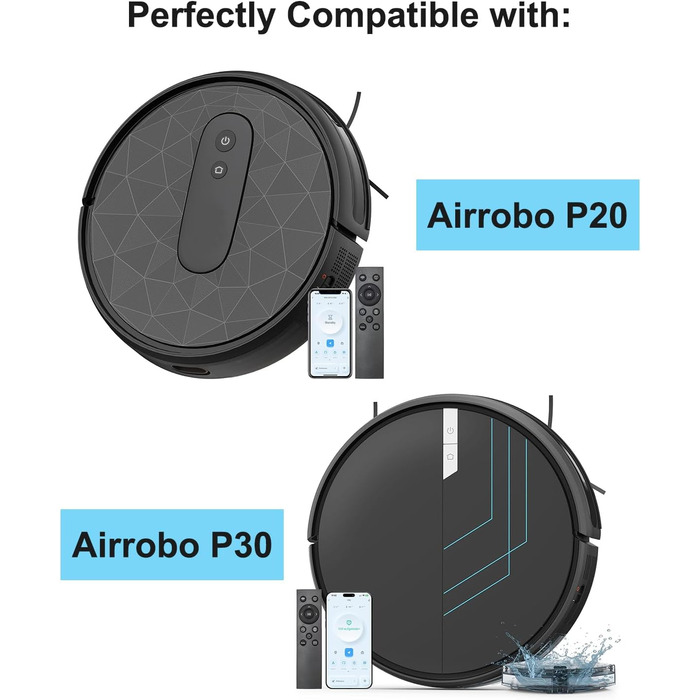 Запчастини MsDaos сумісні з роботом-пилососом AIRROBO P20 P30, комплект змінних аксесуарів включає 1 роликову щітку, 4 бічні щітки, 4 фільтри HEPA (9 шт. )