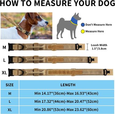 Ремінець для собак з тактичною засувкою з собачим повідцем і рукояткою, ремінець для собак середнього і великого розміру для полювання, тренувань і відпочинку на відкритому повітрі (Хакі, XL)