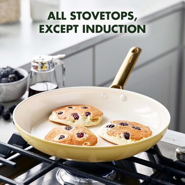 Набір сковорідок GreenPan Hartelox з антипригарним покриттям Ceramic, 25.4 см та 30.5 см, золотий ручка, без PFAS, придатні для миття в посудомийній машині, для духовки, колір Sunrise Yellow