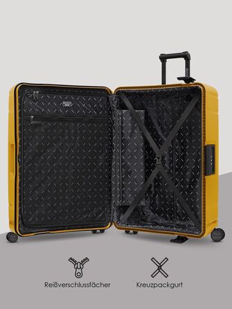Набір валіз REDOLZ Hartschalen 3-х частинний з поліпропілену | TSA-замок, 4 колеса, система 3-х точок | для жінок та чоловіків (Dark Yellow, L (75 см))