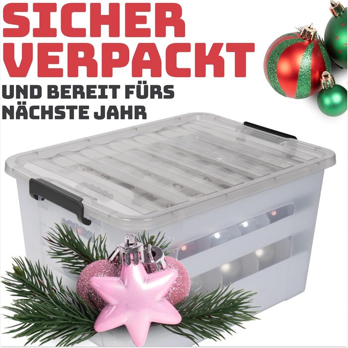 Коробка для зберігання новорічних кулі та прикрас 61л. Безпечне зберігання та організація прикрас для ялинки. Ідеальна ялинкова коробка, 1 шт.