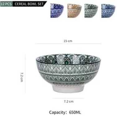 Набір посуду Vancasso MANDALA 48 предметів: сервіз для 12 осіб, ручна робота, богемський стиль