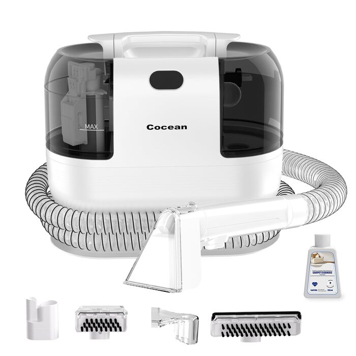 COCEAN Потужний пилосос для миття килимів та м'яких меблів, 18Kpa, для дому та автомобіля, білий