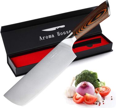 Японський ніж Nakiri 7 дюймів: професійний кухонний ніж для овочів з нержавіючої сталі з високим вмістом вуглецю