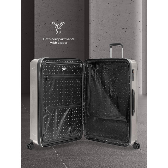 Набір валіз REDOLZ Essentials 14: S (55 см), M (66 см), L (77 см) з відділом для ноутбука, розширюваний, 4 колеса, TSA, Coffee Grey Metallic