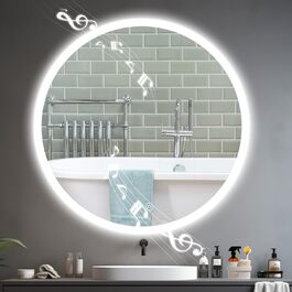 Дзеркало для ванної кімнати YOLEO з підсвічуванням, 70 см, LED, Bluetooth, сенсорне управління, захист від вибухів, 3 кольори світла, регулювання яскравості, антизапарник Дзеркало для ванної кімнати YOLEO з підсвічуванням, 70 см, LED, Bluetooth, сенсорне управління, захист від вибухів, 3 кольори світла, регулювання яскравості, антизапарник