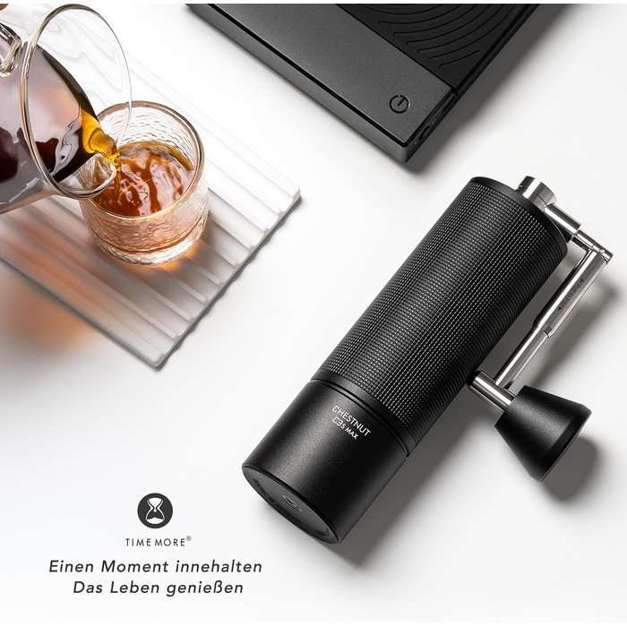 Ручна кавомолка TIMEMORE Chestnut C3S MAX, чорна: для еспресо та френч-прес, з металевим корпусом