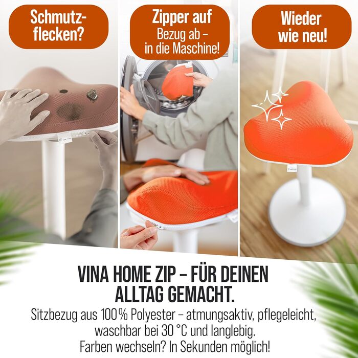 Офісний стілець SH-01 Zip з знімним чохлом | Ергономічний стілець-пуф | З сертифікатом IGR | Для роботи та відпочинку | З ефектом гойдання | Регульована висота 58-83 см (Чохол, Оранжевий)