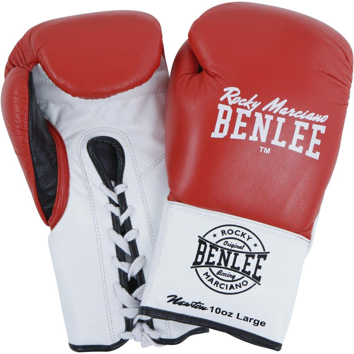 Боксерські рукавички Benlee зі шкіри Newton (10 унцій л, червоний / білий / чорний)