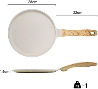 Сковорода для крепів та панкейків JEETEE з гранітно-антипригарним покриттям, 28 см, бежева