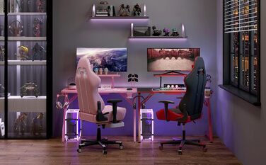 Ігровий стіл Intimate WM Heart 110 см: ергономічний стіл з карбоновою поверхнею, тримач для навушників, підставки для напоїв та аксесуарів, чорно-червоний