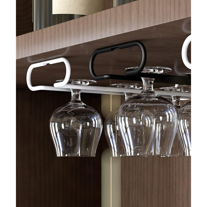 Настінна полиця для бокалів GeLive, 17,8 см, підставка для бокалів, 2 шт., чорний колір. Організатор для кухні та бару.