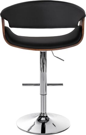 Барний стілець CLP Foley з штучної шкіри, з підлокітниками та спинкою, регульована висота, чорний колір