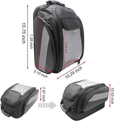 Мотоциклетна сумка-бак - Oxford Saddle Black Moto - Універсальна магнітна сумка для Honda Yamaha Suzuki Kawasaki Harley (28 літрів)