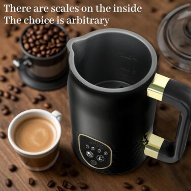 Електричний піноутворювач молока 4-в-1 з контролем температури. Підходить для капучино, лате та гарячого шоколаду. 2 насадки для різних типів пінки.