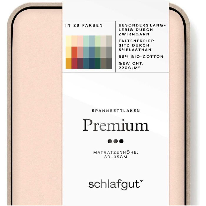 Простирадло Schlafgut Premium Fitted Sheet від 90x190 см до 100x220 см Red Light, приталене простирадло з м'якої органічної бавовни