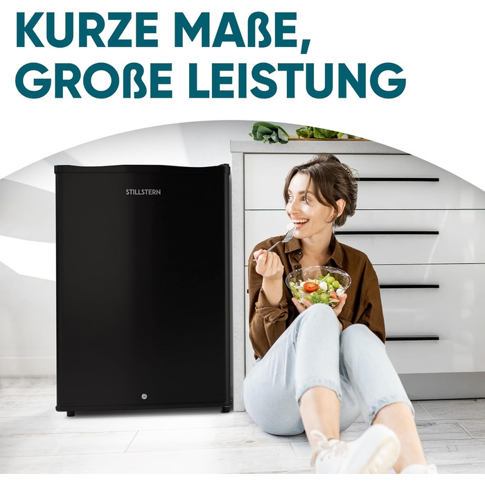 Міні-морозильна камера Stillstern 42L -18°C, з підносом для льоду, замком, змінним напрямком відкривання дверцят, 4-зірковий морозильник для кемпінгу/офісу, чорний