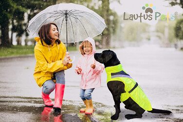 Водонепроникний світловідбиваючий дощовик для собак Lautus Pets, жовтий, з отвором для шлейки (M)