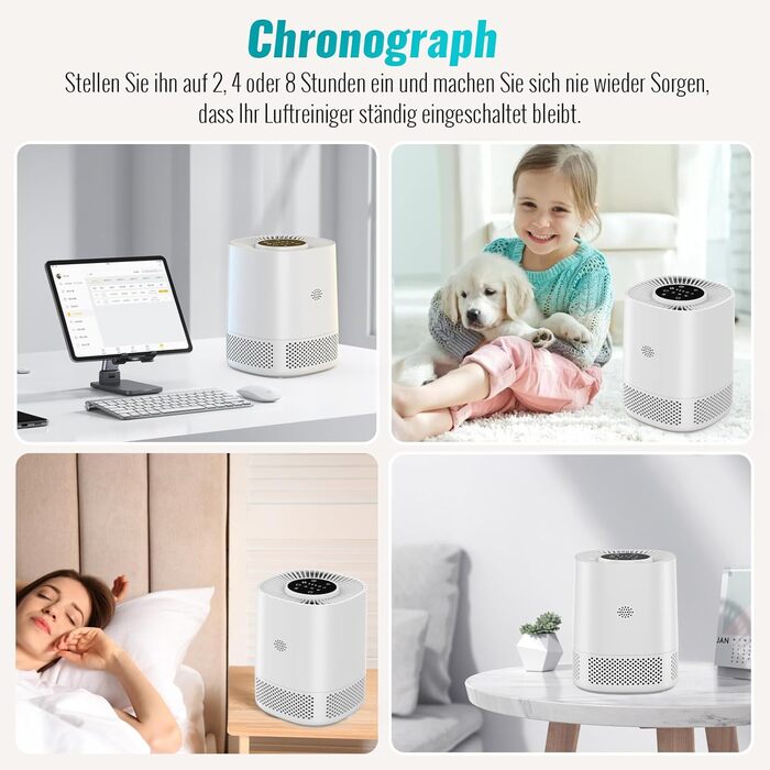 Повітряний фільтр з HEPA фільтром H13: очищення від пилу та частинок до 0,3 мікрона, тихий режим (20 дБ), авто-режим, 3 швидкості для дому