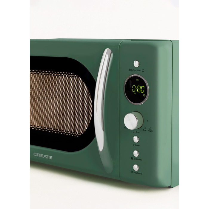 Мікрохвильова піч ретро Salbeigrün 20л з грилем та LCD дисплеєм 900W