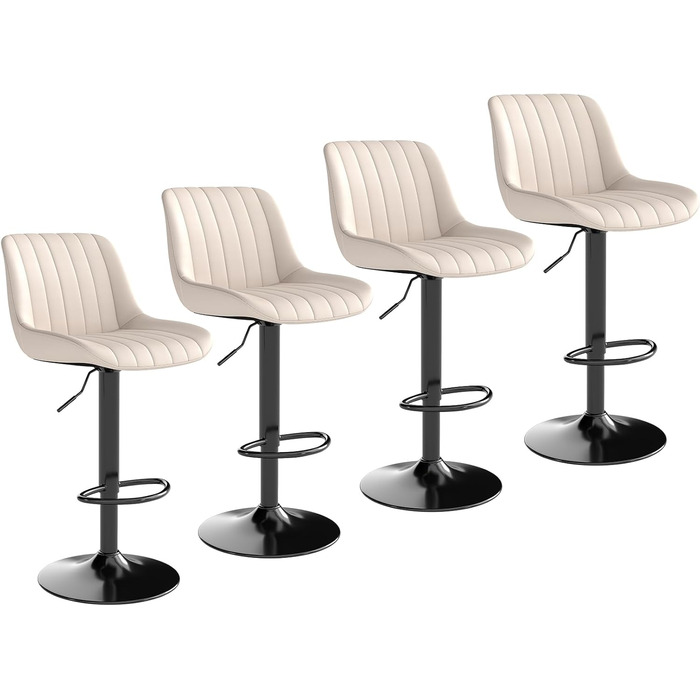 Barhocker Youhauchair: 4 шт., бежеві, регульовані по висоті, з підлокітниками, оббивка з PU-шкіри