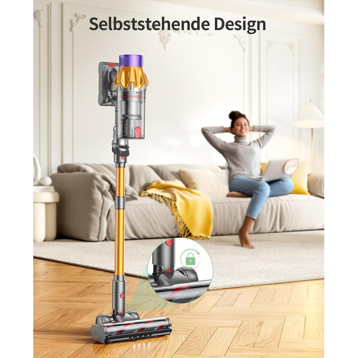 Акумуляторний пилосос SunSare 600W 50000Pa 65хв з дисплеєм та зарядкою, тихий для підлоги, килимів, шерсті тварин