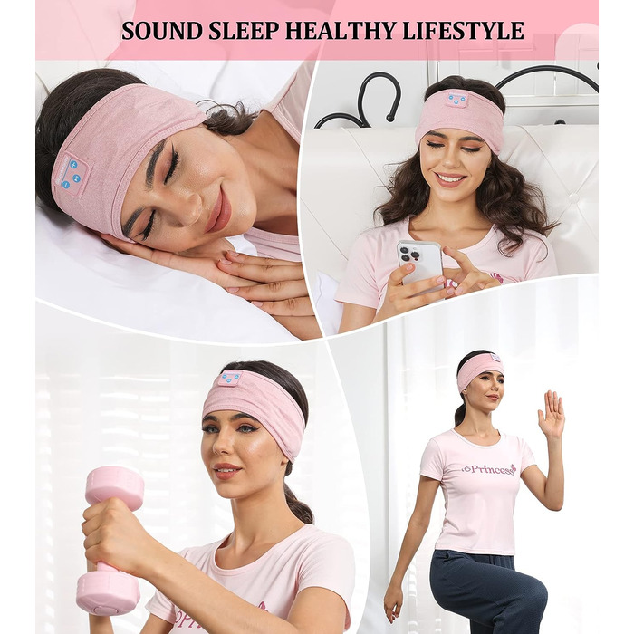 Навушники для сну Perytong, регульована пов'язка Bluetooth, м'яка і затишна стрічка для навушників з вбудованими динаміками, ідеально підходить для сну, тренувань, бігу, йоги, подорожей, безсоння